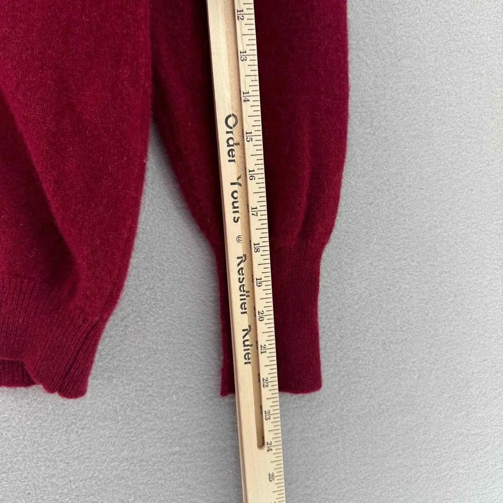 VTG Hunt Club Lambswool V-Neck Sweater Burgundy Red Made in USA SZ L 1990s Prep